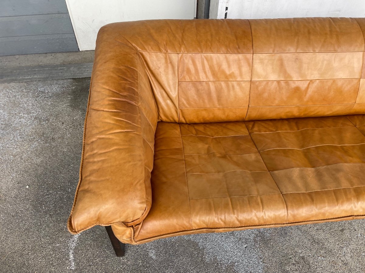 Vintage Scandinavian Leather Sofa Circa 1970-photo-2
